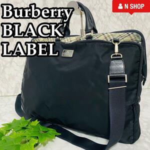 【良品】Burberry バーバリー ブラックレーベル 2way メンズ ビジネスバッグ ブリーフケース ショルダー ノヴァチェック 