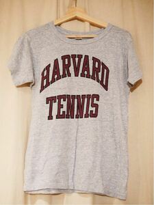 チャンピオン ヴィンテージ Tシャツ 88/12 USA製 S グレー 染み込みプリント ハーバード テニス カレッジ