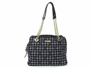 1円 kate spade ケイトスペード ノエル キャンバス チェーン ハンドバッグ トートバッグ 肩掛け レディース ネイビー系 CC2505