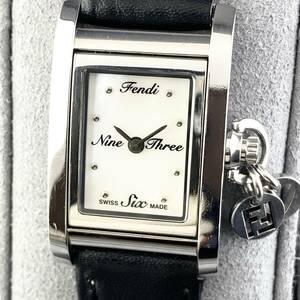 【1円〜】FENDI フェンディ 腕時計 レディース 7100L 回転式 ホワイトシェル文字盤 スクエア 可動品