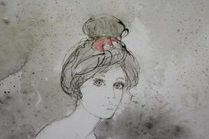 【真作】【正光画廊】シャロワ 「女性像」 流れるようなやさしい筆捌きで人少女や女性像を描くフランス人画家です 水彩画 創業1972年*