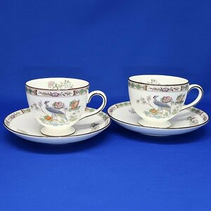 DKG★ 未使用 WEDGWOOD ウェッジウッド KUTANI CRANE クタニクレーン カップ＆ソーサー 2客 黒壺 クタニ クレーン ペア カップ ＆ ソーサー