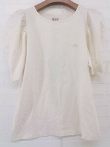 ◇ Lee× ViS コラボ ロゴ刺繍 バルーンスリーブ 半袖 Tシャツ カットソー サイズF アイボリー レディース P