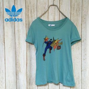 【レア！】adidas originals アディダス オリジナルス ヒーローTシャツ トレフォイルロゴ ブルー 38/Mサイズ レディース カットソー