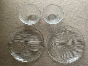 SKRUF スクルーフ　スエーデンガラス　吹きガラス　ハンドメイド　大皿2枚　ボウル鉢2枚 4点セット　レア　ヴィンテージ食器
