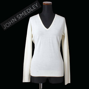 JOHN SMEDLEY ORCHID SWEATER VNLS Vネックニット sizeS SNOW WHITE 019-ORCHID ジョンスメドレー