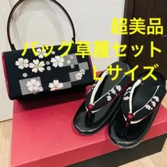 K 超美品　バッグ草履 セット Lサイズ  着物　振袖　訪問着　大きい　黒　刺繍