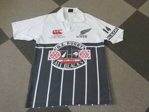 90s CANTERBURY ALL BLACKS ラガーシャツ M ラグビー カンタベリー オールブラックス ヴィンテージ ニュージーランド 14 スポーツ