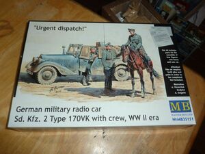 1/35 ドイツ軍用小型無線通信車 Sd.Kfz.2 170VK w/クルー マスターボックス MASTER BOX No.MB35151 ドイツ通信兵4体&乗馬+小型無線通信車