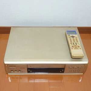 MITSUBISHI 三菱 SuperWinder 500 VHS ビデオデッキ カセット プレーヤー HV-FA5G リモコン ゴールド ジャンク レトロ 当時物 tnp-21x759