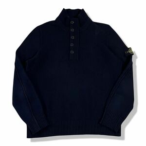 【2012AW】STONE ISLAND(ストーンアイランド) ハイネック ハーフボタンニット セーター 紺 XL ウールニット コンパスロゴ チュニジア製