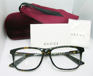 値下 GUCCI 正規品 グッチ メガネフレーム GG0755OA-002 HAVANA TORTOISE 新品 眼鏡 ウェリントン ブラウン系 ブラウンデミ 度付き加工可