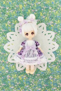 mimippo オビツ11サイズ ワンピースset14 子鹿とスミレのワンピースset outfit ハンドメイド