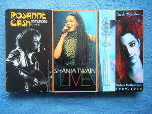 即決中古輸入版VHSビデオ3本「ROSANNE CASH / INTERIORS LIVE」「SHANIA TWAIN LIVE」「Sarah McLachlan 1989-94」 詳細は写真4～10を参照
