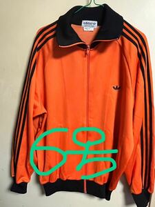 70 80 年代　アディダス　adidas トラックジャケット　デサント　製　オレンジ　ブラック　黒　XL L サイズ　6号　YKK ADS 4F ビンテージ