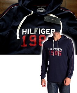 【既決USA】トミーヒルフィガー★TOMMY HILFIGER@完売胸元【HILFIGER 1985】ロゴ入フード付長袖【TH Men