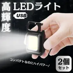 COB 2個 作業 LED 投光器 キーホルダー防水 強力磁石付き USB02