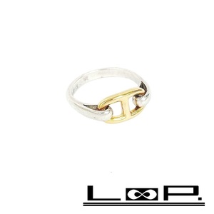 ■美品■　エルメス シェーヌダンクル リング 指輪 コンビ K18 YG SV 10号 【140273】