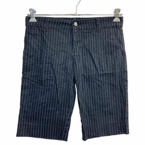 Dickies ショートパンツ W32 ディッキーズ ウィメンズ ストライブ ブラック 古着卸 アメリカ仕入 2306-1324