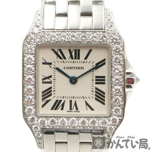 13756 Cartier【カルティエ】サントスドゥモワゼル LM CRWF9004Y8 純正ダイヤベゼル K18WG レディース クオーツ 2針 腕時計 ウォッチ