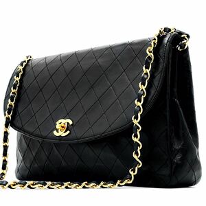 1円【最高級】CHANEL シャネル ショルダーバッグ トート マトラッセ ココマーク チェーン フラップ ラムスキン レザー ブラック シール有り