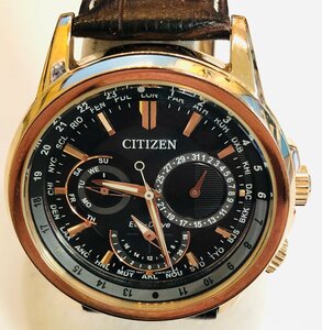 【稼働品】CITIZEN 　シチズン　8729-R005995　エコドライブワールドタイム　光発電時計　ECO-DRIVE　エコドライブ　レザーベルト本体のみ