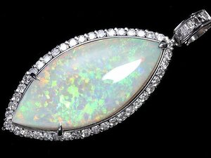 GL11550S【1円～】新品【RK宝石】≪opal≫ 極上オパール 特大6.89ct! 極上ダイヤモンド 総計0.62ct Pt900 高級ペンダントヘッド ネックレス