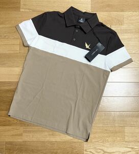 未使用☆[1PIU1UGUALE3 GOLF] 21AW 定価31,900 HORIZONTAL STRIPES S/S POLO ゴルフウェア 半袖ポロシャツ V 5 GRT058 POE238