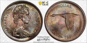 １円スタート! ★ 美トーン★カナダ 1967年１ドル銀貨 PCGS-MS65★ 世界コイン銀貨 