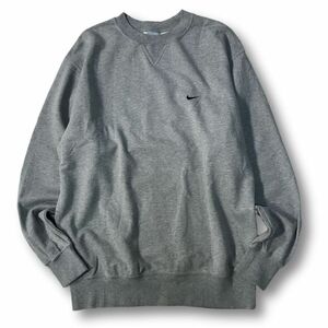 《良品◎》NIKE ナイキ★スウッシュ*ワンポイントデザイン*トレーナー*スウェット*グレー*サイズXL(MA6435)◆S80