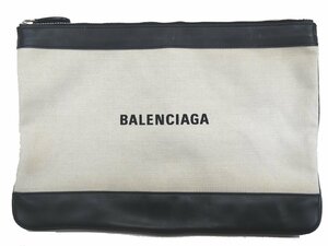 BALENCIAGA バレンシアガ 420407 ネイビークリップ ロゴ クラッチバッグ/セカンドバッグ ホワイト ブラック