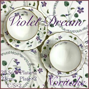 未使用 Noritake バイオレットドリーム 26.5cm 23cm プレート カップ&ソーサー メインディッシュ ワンプレート すみれ VIOLET DREAM 大皿 