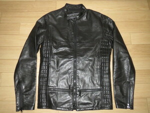 極美品 SHINSドゥニーム Denime BLACK ゴートスキン（山羊革）ライダースジャケット BLACK 40