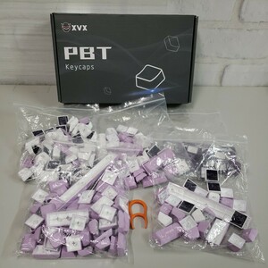 512y1304★XVX キーキャップ 189キー ダブルショット PBT キーキャップ Cherry MX Gateronスイッチ 60%65％70％100％ (ホワイト/パープル)