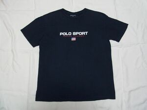 ☆ 90s POLO SPORT ポロスポーツ ラルフローレン 星条旗 ロゴ Tシャツ sizeM ネイビー ☆USA古着 ビンテージ OLD 1992 1993 RRL