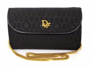 美品☆Christian Dior【ディオール】チェーンミニショルダーバッグ☆ヴィンテージ☆黒×ゴールド金具☆ファブリック☆ロゴ☆レディース☆