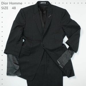 極美品 ディオールオム Dior Homme 2Bスーツ/セットアップ/袖デザイン ブラック×ホワイト 48（4926)