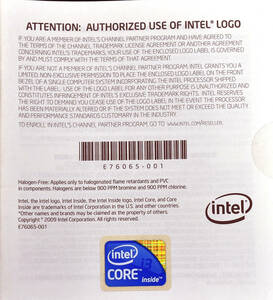 intel Core i3 (初代 第1世代) エンブレムシール (純正/未使用品)(非純正品では有りませんのでご安心願います。(管:EB02 x7s