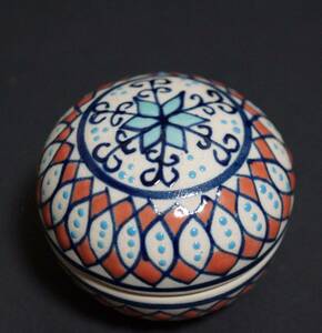 【寂】メキシコ セルビン焼 SERNIN 陶器 小物入 香合 香道具 s60509