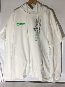 OFF-WHITE◆パーカー/L/コットン/WHT/OMAB033R20185008/首元シミ有