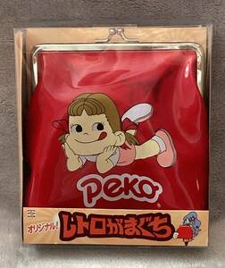 ◎【 非売品 未使用 】オリジナル！! レトロ がまぐち ペコちゃんデザイン Peko 不二家 がま口ポーチ 財布 小物入れ サンクス レトロ 赤 ☆