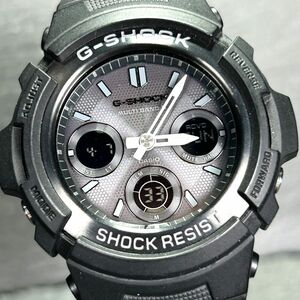 美品 CASIO カシオ G-SHOCK ジーショック AWG-M100B-1A 腕時計 タフソーラー 電波時計 ブラック アナデジ ステンレススチール 動作確認済み