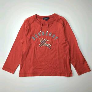 110A BURBERRY バーバリー キッズ Tシャツ レッド 長袖 リユース ultraｍto ts1729