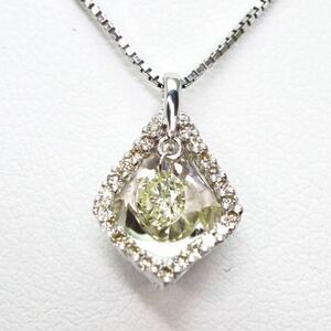 良品!!＊K18WG天然イエローダイヤモンドペンダント＊a◎ 約3.1g 約45.5cm 約0.30ct yellow diamond pendant jewelry EB8/EB8