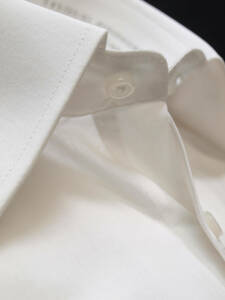 ◇処分XS-35白無地オフホワイト/レギュラーカラー/形態安定/レギュラーフィット麻混/半袖ワイシャツビジネス新品即決