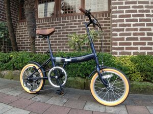 送料無料 折り畳み自転車 16インチ シマノ製サムシフト サイクリング コンパクト PL保険加入済み 適応身長135cm以上 ダークネイビー 新品