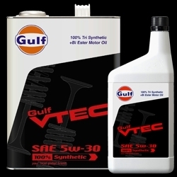 送料無料！　Gulf　VTEC　ガルフ　ヴィテック　5W-30　100％合成油　100% Synthetic　4Ｌ缶ｘ3　(1ケース）　エンジンオイル