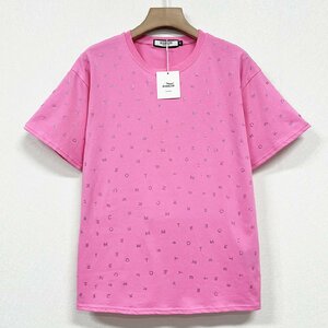 人気ヨーロッパ製※定価2万◆ブルガリア発※RISELIN 半袖Tシャツ 綿100% 薄手 通気 ラインストーン 英字 個性 おしゃれ ストリート 夏 L/48