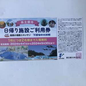 藤田観光　株主優待　9月30日まで　　　ユネッサン　下田海中水族館　（2-2）