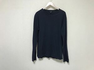 本物アルマーニジーンズARMANI JEANSコットンプリント長袖TシャツロンTメンズサーフミリタリーワークアメカジビジネス紺ネイビーXL